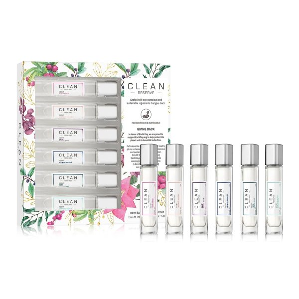 RESERVE Eau de Parfum Gift Set | Includes Lush Fleur, Radiant Nectar, Skin, Aqua Neroli, Rain, and Warm Cotton Fragrance | 6 x 5mL Travel Spray