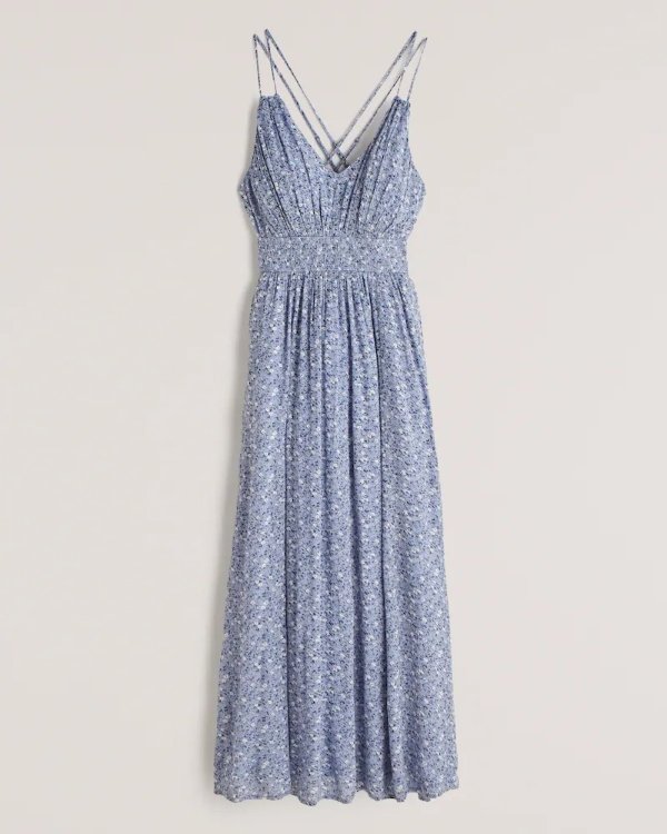 Women's Double-Strap Babydoll Maxi Dress | Women's Clearance | Abercrombie.com