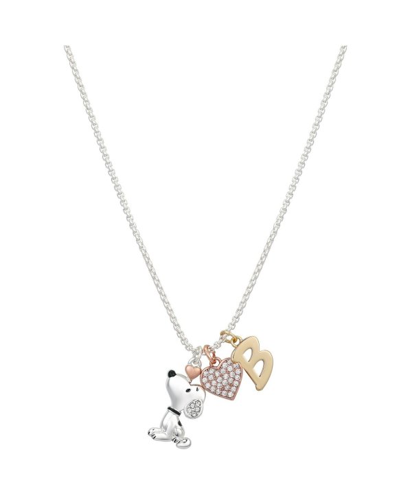 Tri-Tone Plated Snoopy Initials Pendant Necklace