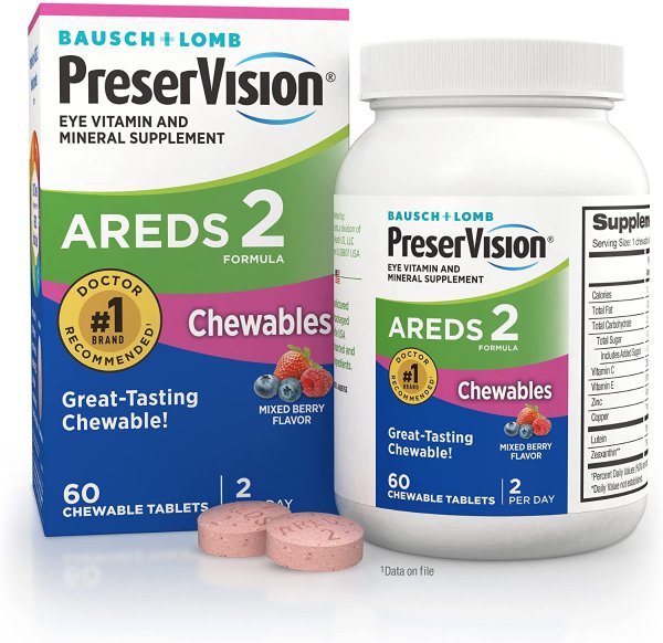 PreserVision 博士伦护眼维生素咀嚼片 60粒 莓果口味