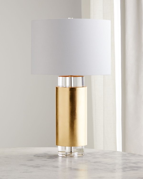 Spencer Crystal & Gold Leaf Table Lamp