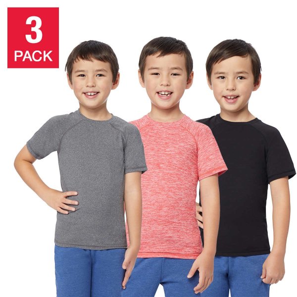 Youth 3-pack Tee, Red/Gray/Black