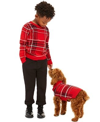 Little Boys Plaid Family Sweater, Created For Macy's