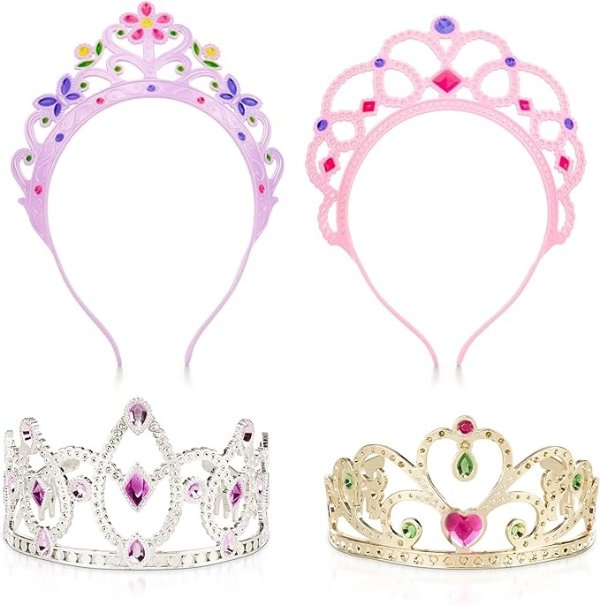 Role-Play Collection Crown Jewels Tiaras (Pretend Play, Durable Construction, 4 Dress-Up Tiaras and Crowns, Great Gift for Girls and Boys - Best for 3, 4, 5, and 6 Year Olds)