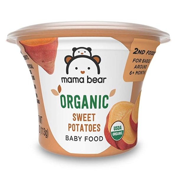 Amazon Brand - Mama Bear Organic Baby Food, Sweet Potatoes, 4 Ounce Tub, Pack of 12