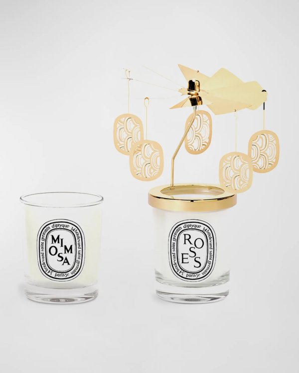 Carousel Set with 2 Candles (Roses & Mimosa) - Limited Edition