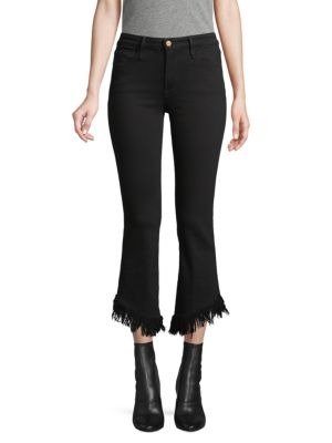 Le Crop Fringed Kick Flare Jeans