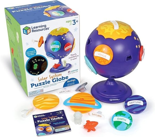 Solar System Puzzle Globe Space Toys for Toddlers, 21 Pieces, Age 3+, STEM Toys for Kids, Space Decor for Kids,Planets, 8.5 x 7.5 x 11.5 inches