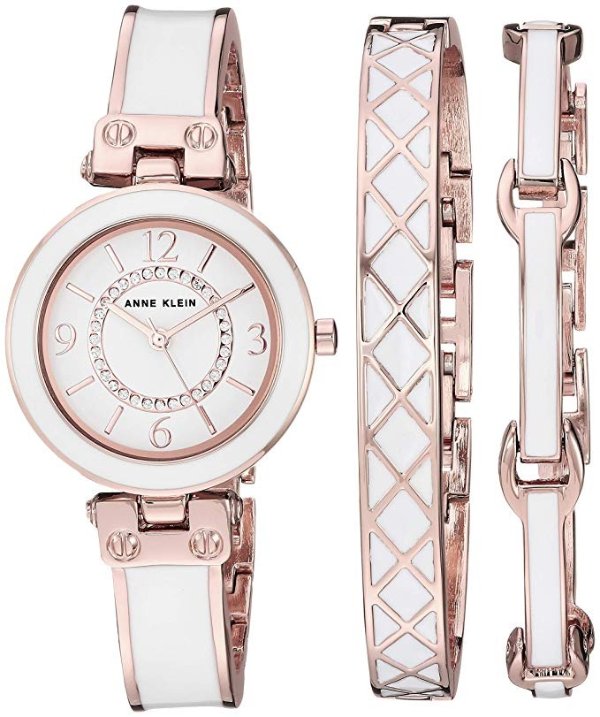 Women's Swarovski Crystal Accented Bangle Watch and Bracelet Set