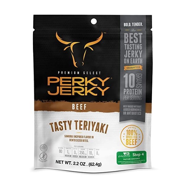 Perky Jerky Premium Select Beef Jerky, Teriyaki, 2.2 Ounce