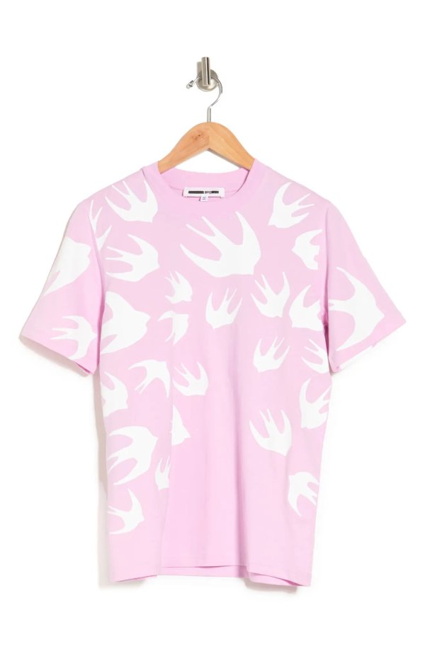 Bird Print Cotton T-Shirt