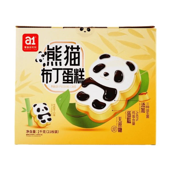 A1零食研究所 熊猫布丁蛋糕 牛奶布丁口味 21枚入