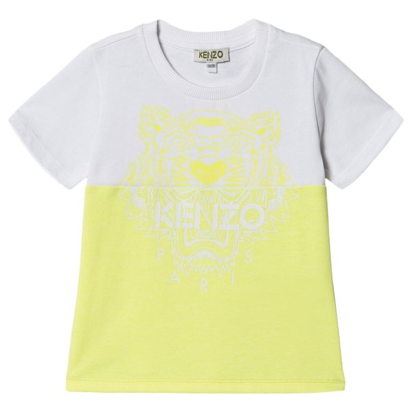 Lime and White Colour Block Tiger Logo Short Sleeve T-Shirt | AlexandAlexa