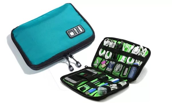 SpaceSaver Water-Resistant Organizer Travel Bag for Electronics Accessories