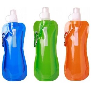 3-Pack BPA Free 16oz Collapsible Water Bottle With Carabiner Clip