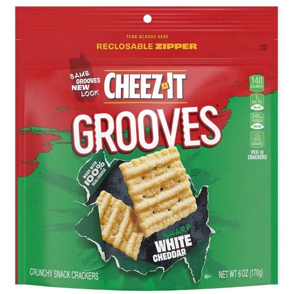 Grooves Cheese Crackers Sharp White Cheddar