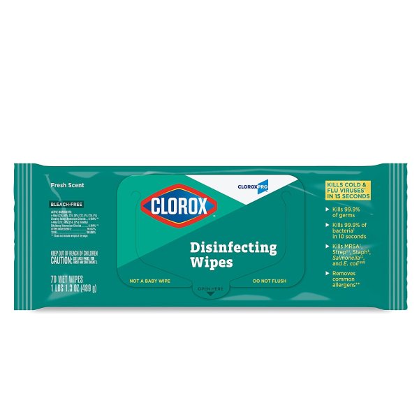 CloroxPro Disinfecting Wipes, Bleach-Free, Fresh Scent, 70 Count
