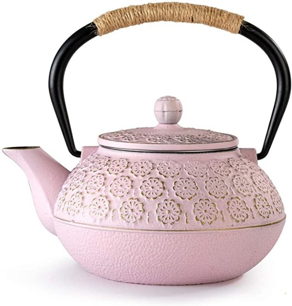 Cast Iron Teapot, Sotya Tetsubin Japanese Tea Kettle (900ml, Pink)