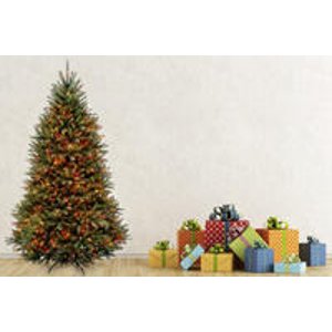 7.5-Ft. Christmas Tree with Clear or Multicolored Lights @ Groupon