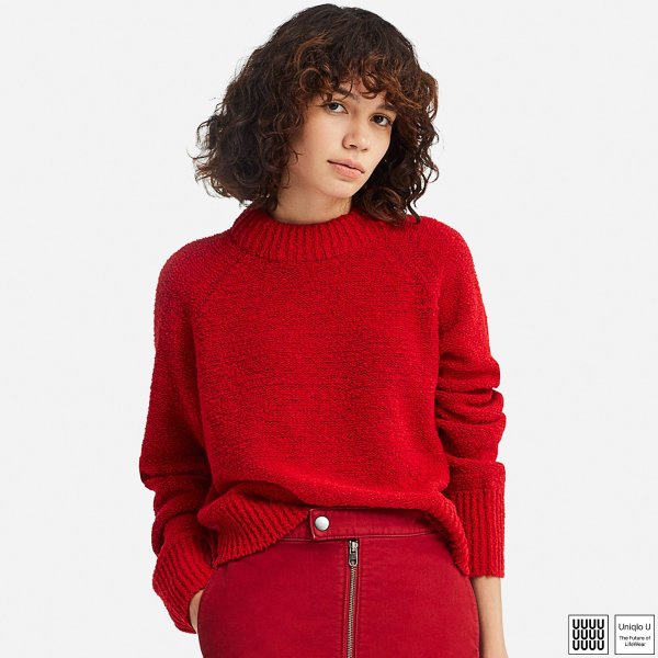 （红色）圆领毛衣