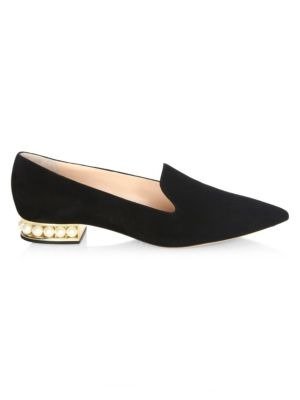 - Casati Pearly Heel Suede Loafers