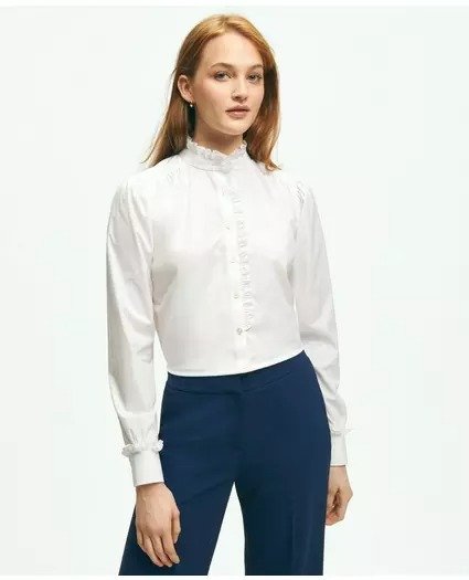 Stretch Supima® Cotton Non-Iron Ruffle Collar Shirt