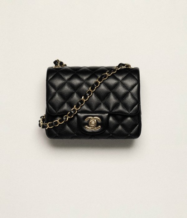 Mini Classic Handbag Lambskin & Gold-Tone Metal Black