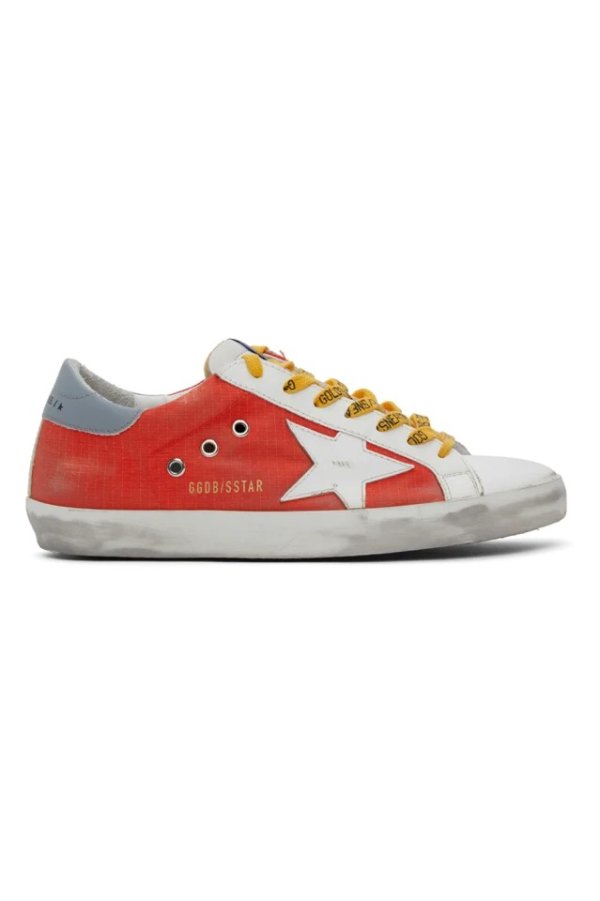 White & Red Ripstop Super-Star Sneakers