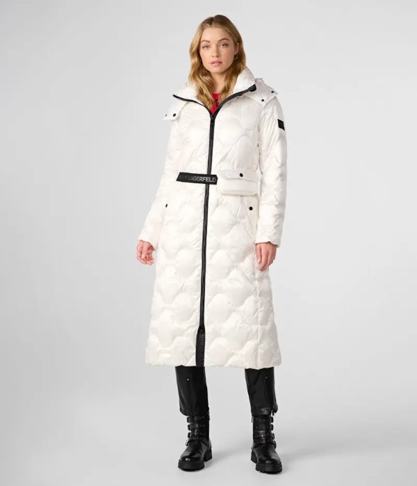 IRIDESCENT ONION QUILTED MAXI PUFFER