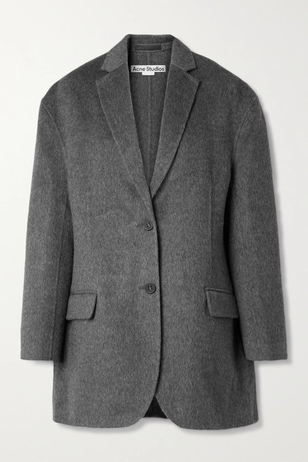 Oversized melange brushed wool and alpaca-blend blazer