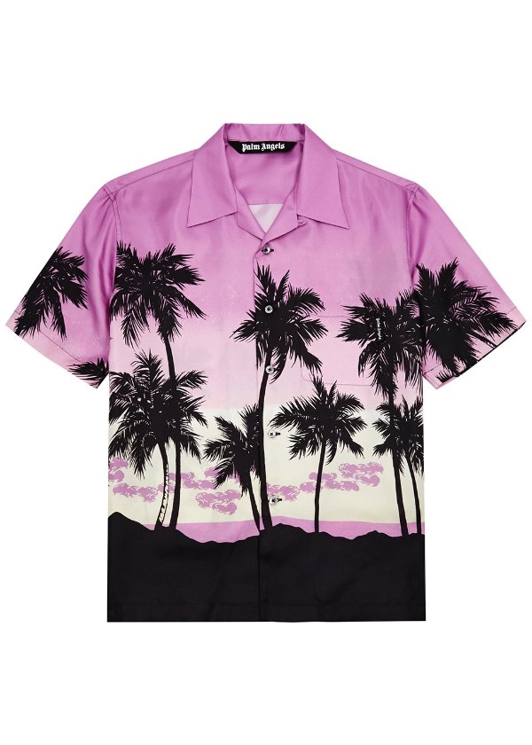 Sunset printed silk-twill shirt