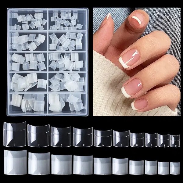1 Box Manicure Short French Semi Paste Transparent Color Natural Color Fake Nails Salon Nail Patch | Free Shipping, Free Returns | Temu