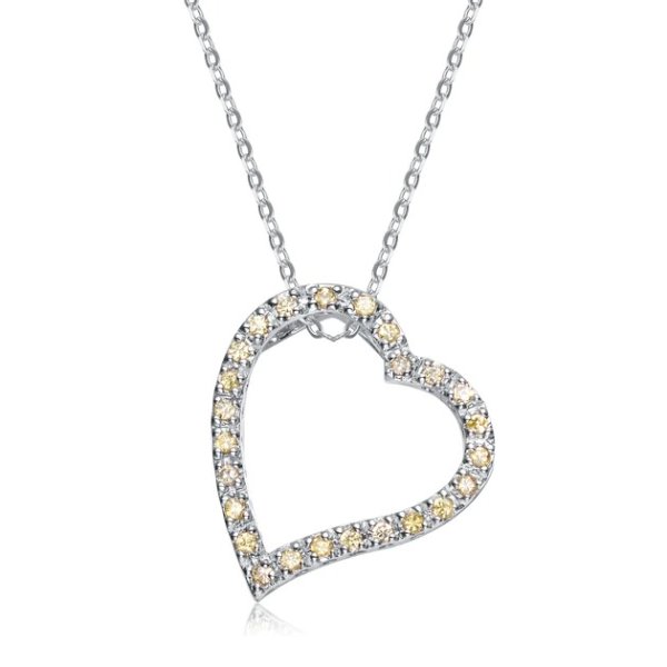 sterling silver white and yellow cubic zirconia pendant