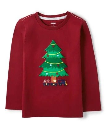 Boys Long Sleeve Embroidered Christmas Tree Top - Ho Ho Ho | Gymboree