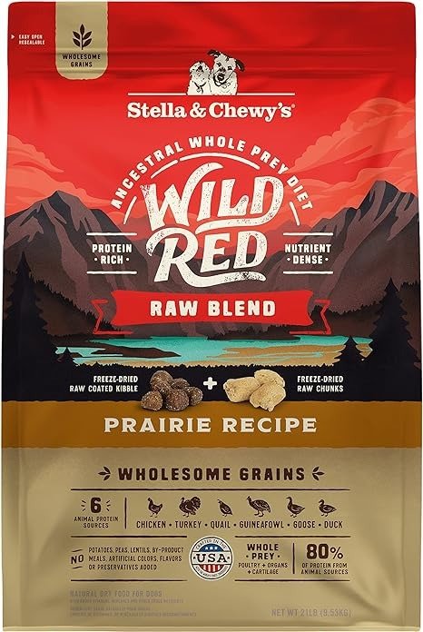 Wild Red Dry Dog Food Raw Blend High Protein Wholesome Grains Prairie Recipe, 21 lb. Bag