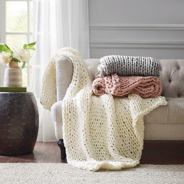 Handmade Chunky Double Knit Throw By Madison Park - Designer Living