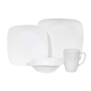 Corelle Square 16-Piece Dinnerware Set, Service for 4, Pure White