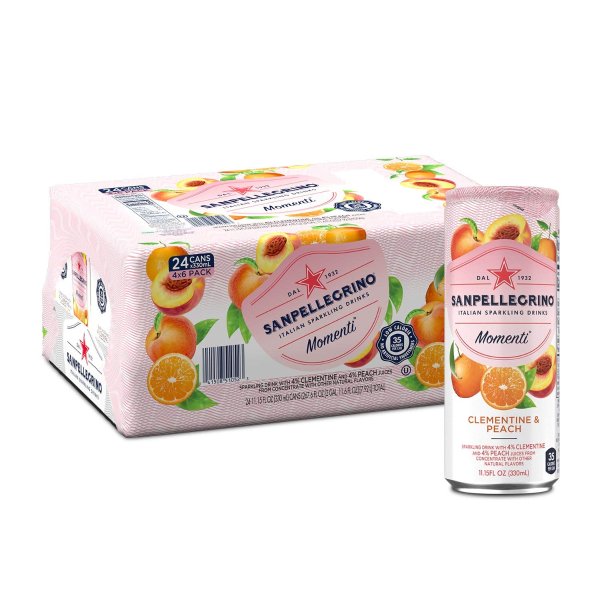 桃子+橙子口味果汁气泡水 24罐装