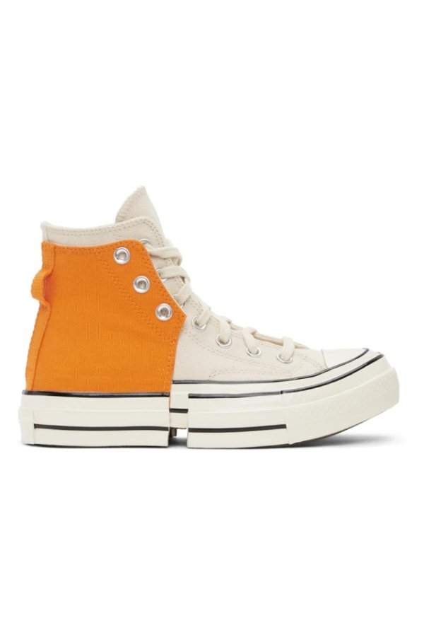 Orange & Off-White Converse Edition 2-In-1 Chuck 70 High Sneakers