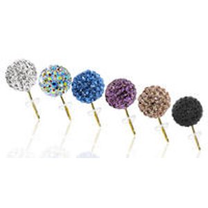 14K Gold Swarovski Elements Crystal Ball Stud Earrings (Multiple Colors Available) 