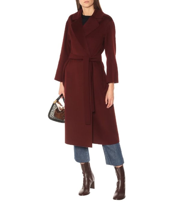Elena belted virgin-wool coat