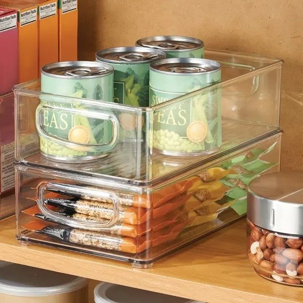 mDesign Plastic Kitchen Food Storage Organizer Bin - 4 Pack, Clear - 10 X 6