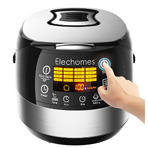 LED Touch Control Electric Rice Cooker - Elechomes CR502 10 Cups(Uncooked) Rice Cooker | 16-Modes Stainless Steel Multi-Cooker with Steamer and Warmer, Non-Stick Surface and In-Built Preset Timer