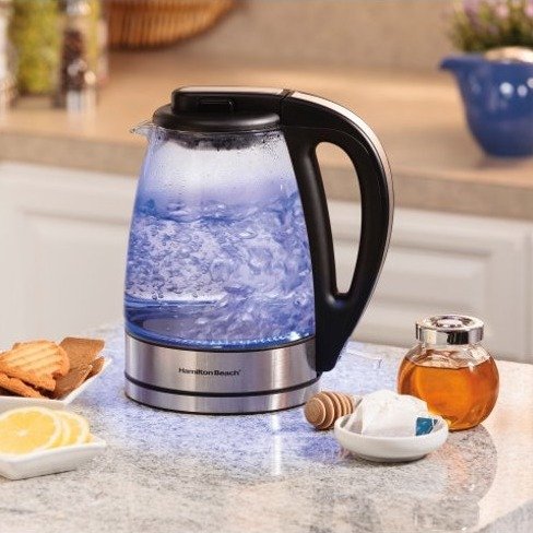 Hamilton Beach 1.7 Liter Electric Glass Kettle with Cord-Free Serving