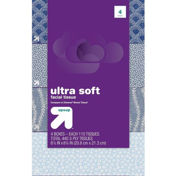 Ultra Soft Facial Tissue - 4pk/110ct - up &#38; up&#8482;