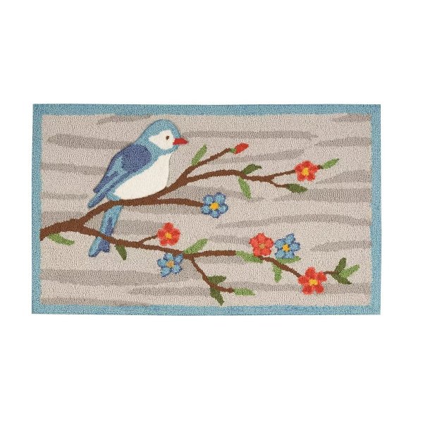 Hand Hooked Birds on a Branch Accent Rug 18"x30"