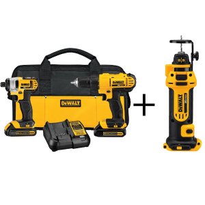 DEWALT 20-Volt MAX Lithium-Ion Cordless Combo Kit (2-Tool) with Bonus Cordless Drywall Cut-Out Tool (Tool-Only)