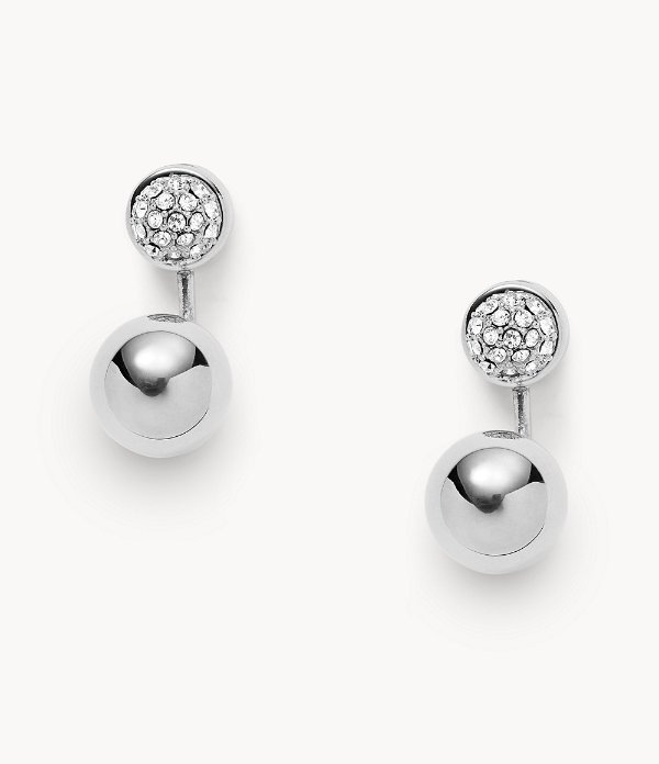 Pave Ball Stainless Steel Ear Jackets