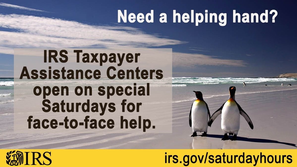 国税局公布全美各地几十个纳税人协助中心星期六面对面帮助的特别时段