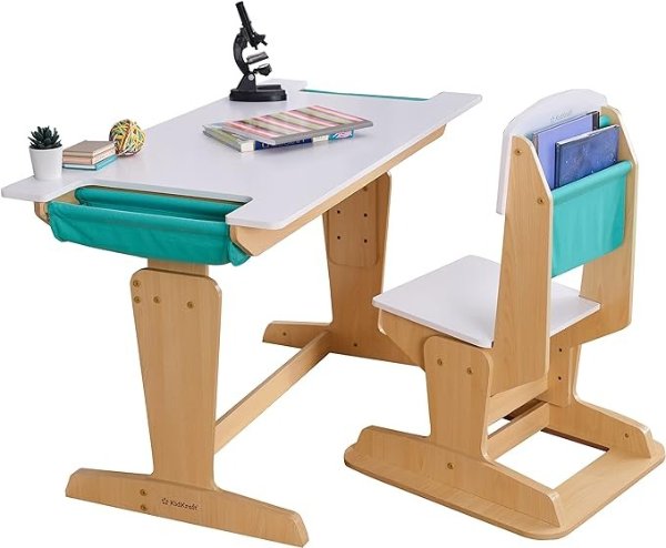 Grow Together Pocket Adjustable Desk & Chair Natural